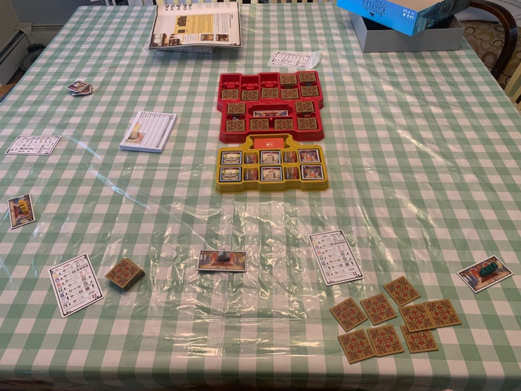 Set up of a game of Between Two Castles of Mad King Ludwig